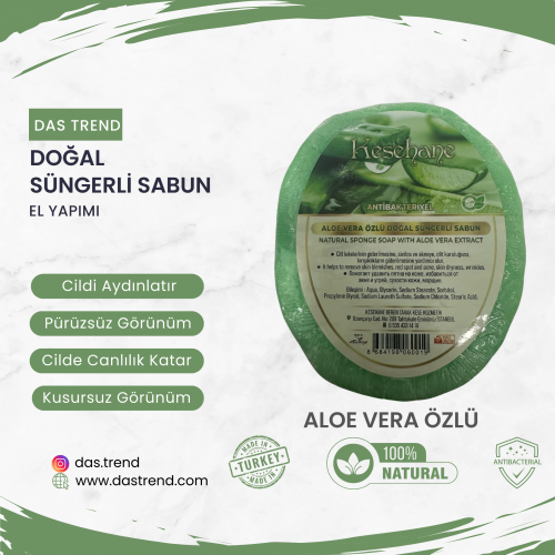 Aloe Vera Özlü Doğal Süngerli Sabun